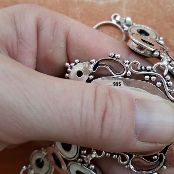 New Carved Goddess Face Peridot & Citrine 925 Silver Bracelet. - Picture 8 of 8